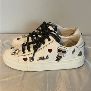 Karl Lagerfeld White Sneakers with Black Accents